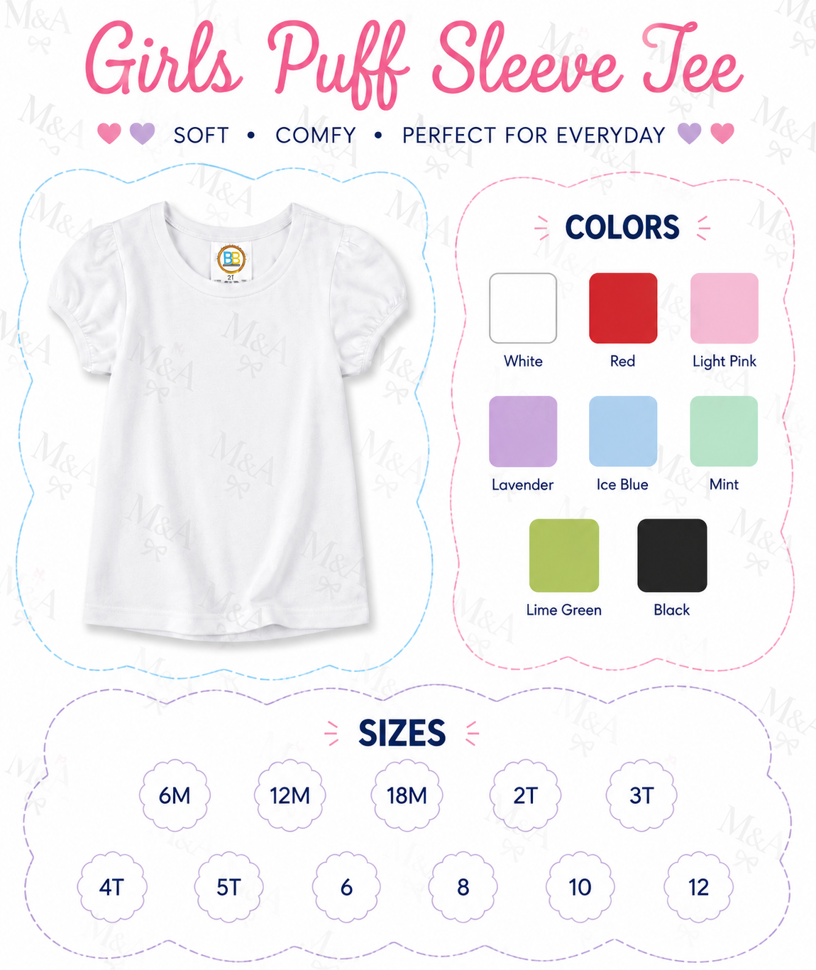BB SHORT PUFF SLEEVE WITH IRIDESCENT NAME